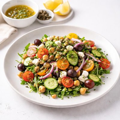 Image of Mediterranean Salad with Lemon Caper Vinaigrette