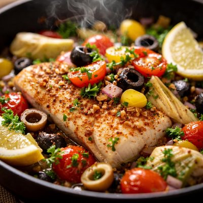 Image of Mediterranean Skillet Cod South Beach Diet Phase 1