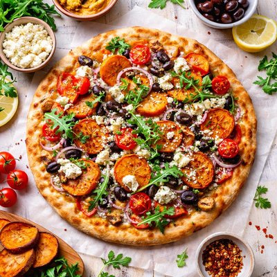 Image of Mediterranean Sweet Potato Pizza