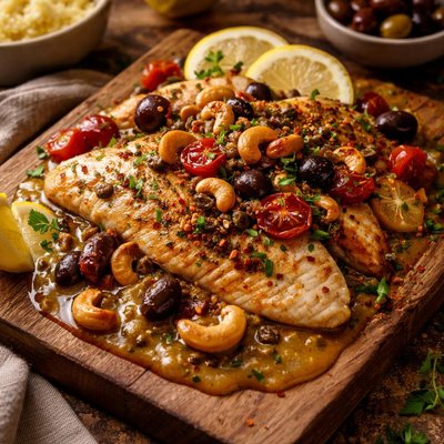 Image of Mediterranean Tilapia Cashew Fusion with Lemon Sauce