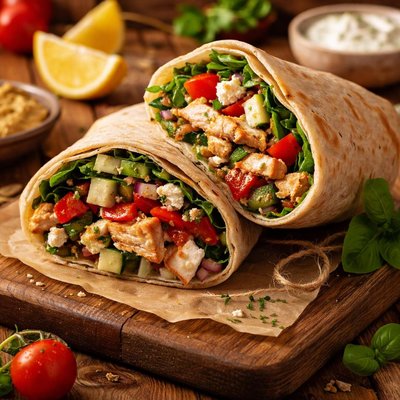 Image of Mediterranean Vegetable and Chicken Sandwich Wrap