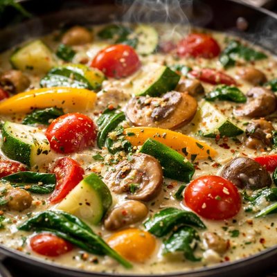 Image of Mediterranean Vegetables in a Creamy White Wine Sauce