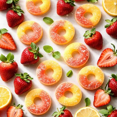 Image of Melon Rings with Strawberries