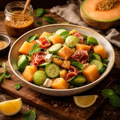 Image of Melon Salad with Sweet Sesame Dressing