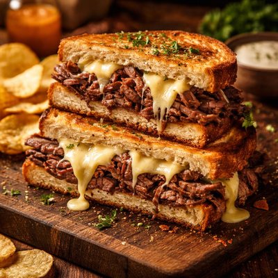 Image of Melting Cheese and Roast Beef Sandwiches