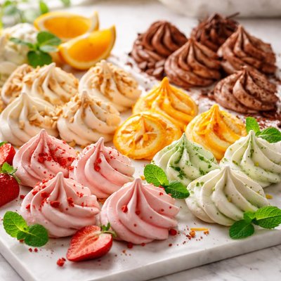 Image of Meringue Kisses Almond Orange Strawberry Mint Cocoa Variations