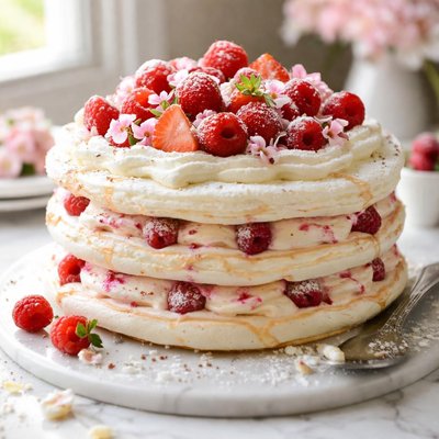 Image of Meringue Raspberry Cream Torte