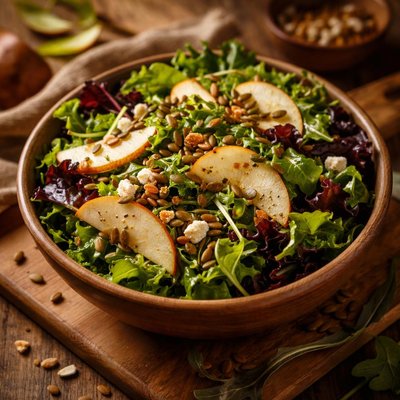 Image of Mesclun with Pears and Pumpkin Seeds