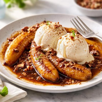 Image of Mexican Bananas Flambe with Ice Cream Platanos Flameados