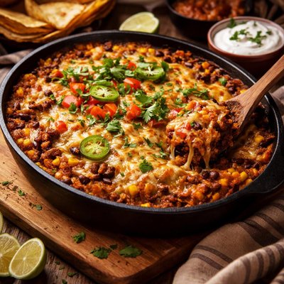 Image of Mexican Beef Cheese and Bean Casserole