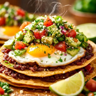 Image of Mexican Breakfast Tostadas with Avocado Pico De Gallo