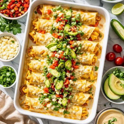 Image of Mexican Brunch Enchiladas with Creamy Cheese Sauce