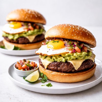 Image of Mexican Burgers with Avocado Fried Eggs