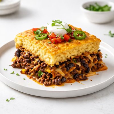 Image of Mexican Casserole with Cornbread Topping