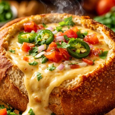 Image of Mexican Cheese Dip in Bread Bowl