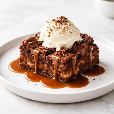 Image of Mexican Chocolate Bread Pudding with Kahlua Caramel Sauce