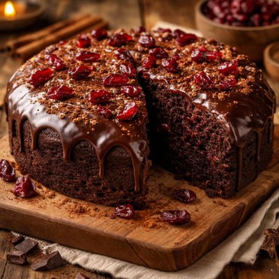 Image of Mexican Chocolate Cake with Dried Cranberries