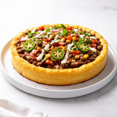 Image of Mexican Deep Dish Pizza Cornbread Crust