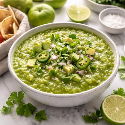 Image of Mexican Green Sauce with Tomatillos and Avocado Salsa Verde