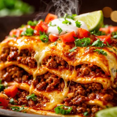 Image of Mexican Layered Ground Beef Enchiladas