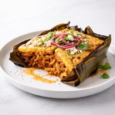 Image of Mexican Mucbil Pollo Chicken Tamale Casserole