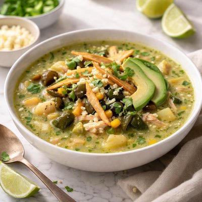 Image of Mexican Poblano Soup with Broth