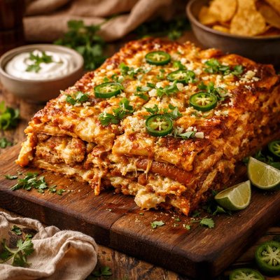 Image of Mexican Pumpkin Smoked Chicken Lasagna