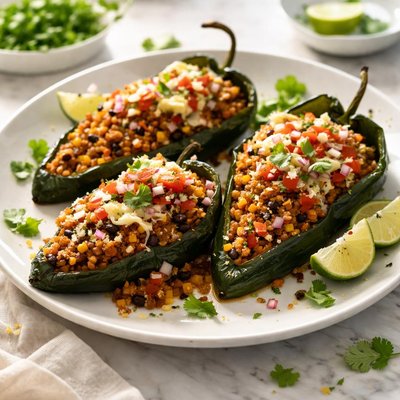Image of Mexican Rice Stuffed Poblano Peppers