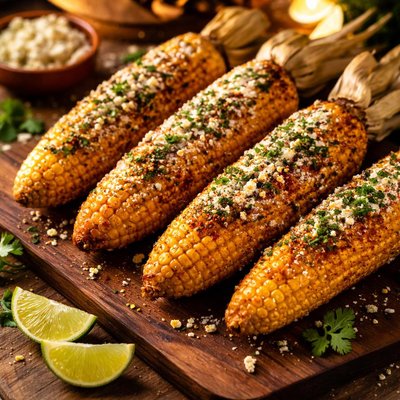 Image of Mexican Roasted Corn on the Cob Good for a Bbq