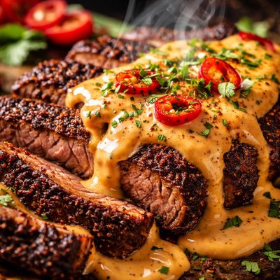 Image of Mexican Spiced Steak with Chipotle Con Queso Sauce