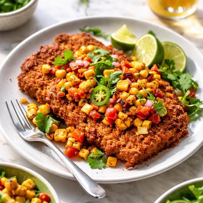 Image of Mexican Style Milanesa with Smoky Corn Relish