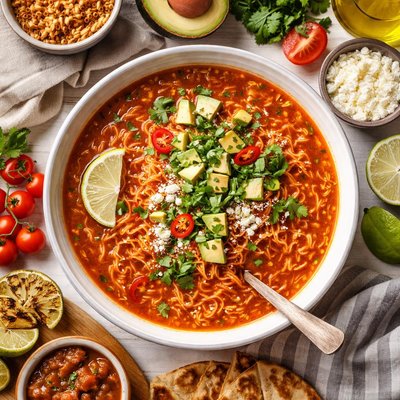 Image of Mexican Tomato Soup with Toasted Pasta
