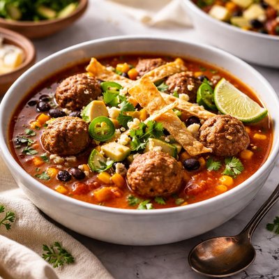 Image of Mexican Tortilla Meatball Soup