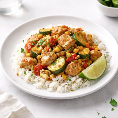 Image of Mexican Zucchini and Chicken Over Rice