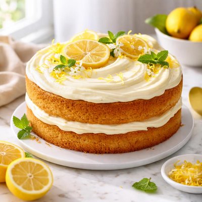 Image of Meyer Lemon Cake with Lemon Cream Cheese Frosting