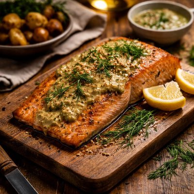 Image of Mggls Broiled Salmon with Dill Mustard Sauce