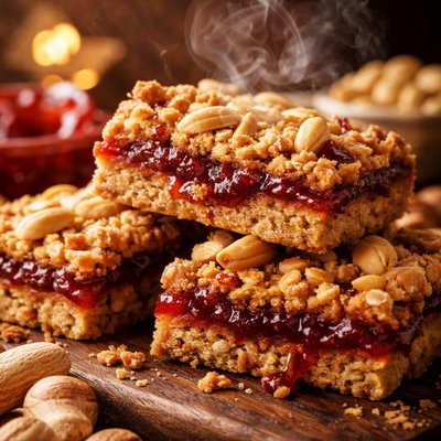 Image of Microwave Peanut Butter and Jam Bars