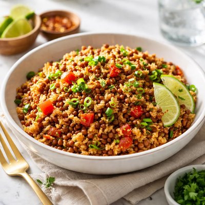 Image of Microwave Spanish Rice and Lentil Pilaf