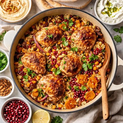 Image of Middle Eastern Chicken Pot and Butter Nut Couscous