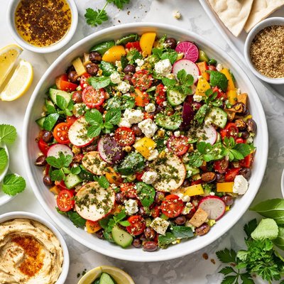 Image of Middle Eastern Salad with Za Atar Dressing