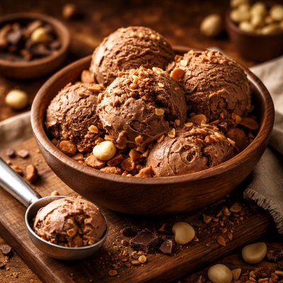 Image of Milk Chocolate Ice Cream with Macadamia Nuts Machine Req D