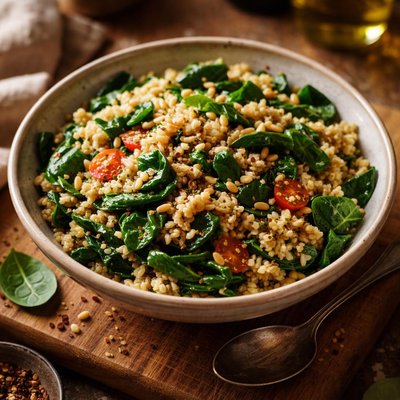 Image of Millet with Baby Spinach Side Dish or Warm Salad