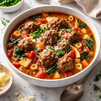 Image of Minestrone Meatball Soup