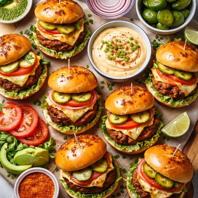 Image of Mini Cajun Burgers with Easy Rmoulade