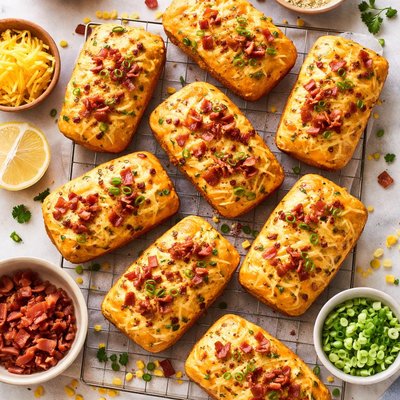 Image of Mini Cheddar Bacon Loaves Cornbread