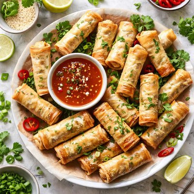 Image of Mini Chicken Cigars with Sweet and Sour Dipping Sauce