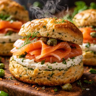 Image of Mini Herbed Scones with Smoked Salmon