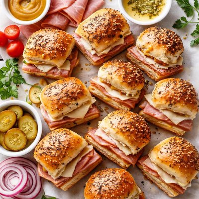 Image of Mini Hot Ham Swiss Sandwiches