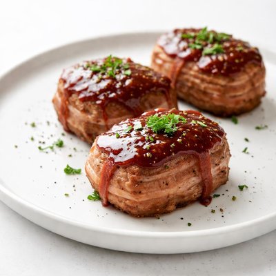 Image of Mini Meat Loaves Wrapped in Bacon