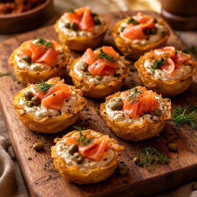 Image of Mini Potato Baskets Smoked Salmon Toasted Capers 5fix